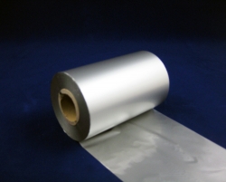 Metallic silver resin printer ribbon